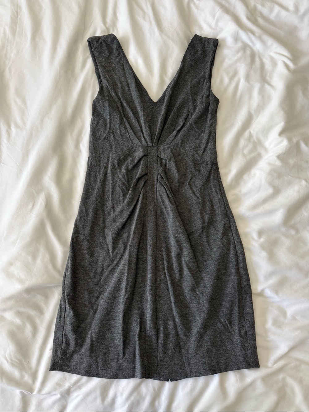 Charcoal V-Neck Knot-Front Dress